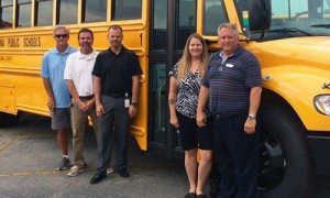 From left to right: Bud Hendrix, David Twiddy, Caley Ederly (President &amp; CEO of Thomas Built Buses), Debbi Nelson, Phil Loflin
